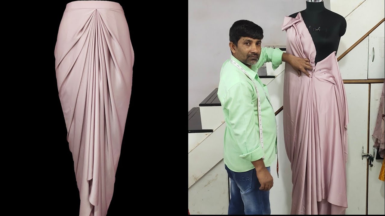 skirt draping and stitching | skirt design | shabbir master | draped skirt | plated skirt