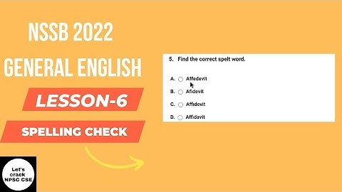 NSSB 2022 | General English | Lesson- 6 | Spelling Check Mock Test