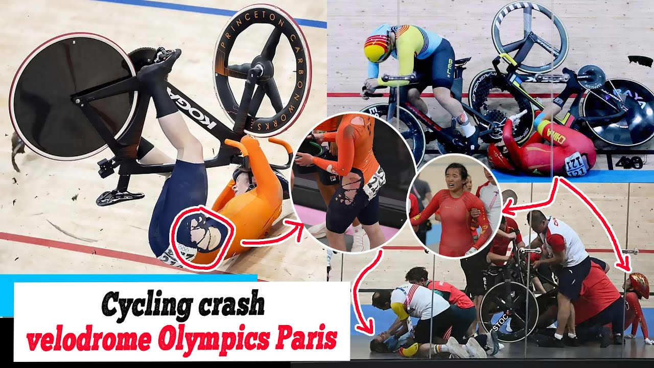 Olympics Paris 2024: Three cyclists collide at 40mph in terrifying crash at the Olympic velodrome...