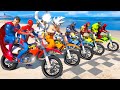 Spiderman Motorcycles with Superheroes - Extreme bumpy Road Race - GTA V MODS