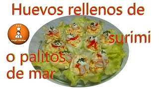 Huevos rellenos de surimi o  palitos de mar/@ampisrecetas