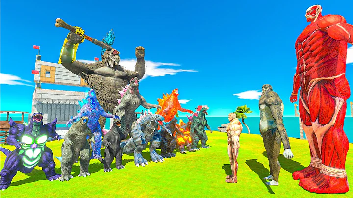 Team Kong x Godzilla vs Team Colossal Titan - Animal Revolt Battle Simulator