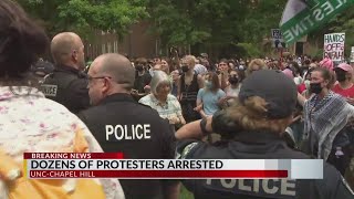 Dozens of protestors arrested at UNC as battle over flags unfolds
