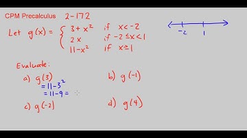 CPM Precalculus 2-172 - Evaluating different inputs to a piecewise defined function