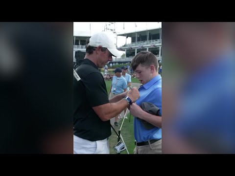 Flipping out for an autograph from Rory 😂