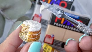 Miniature sponge cake with crumbs | Polymer clay cake turotial | 미니어처 케이크 만들기 | ミニチュアケーキを作る