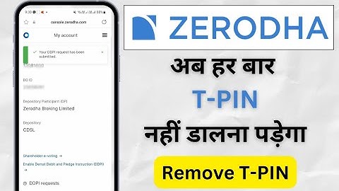 How to Remove T PIN in zerodha ll How to avoid CDSL TPIN while selling shares in Zerodha