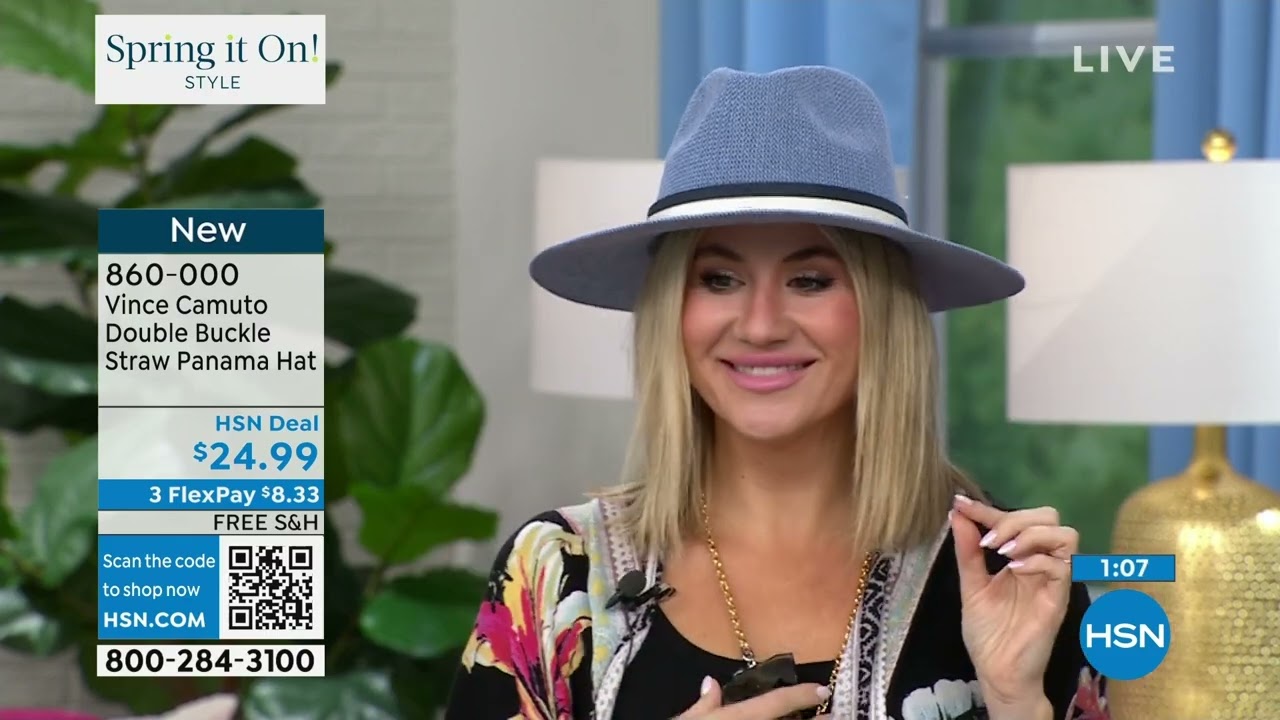 Vince Camuto Double Buckle Straw Panama Hat - YouTube