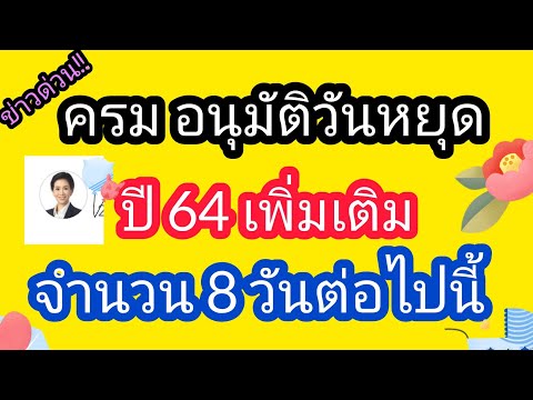 ข่าวด่วน ครม อนุมัติวันหยุดราชการเพิ่มเติมปี 2564 จำนวน 8 วันไปเช็คกันเลย