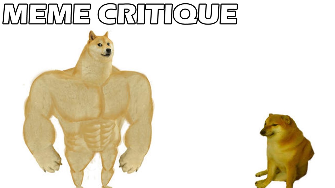 Example of Reaction frame. Swole Doge versus Cheems meme. Left-wing