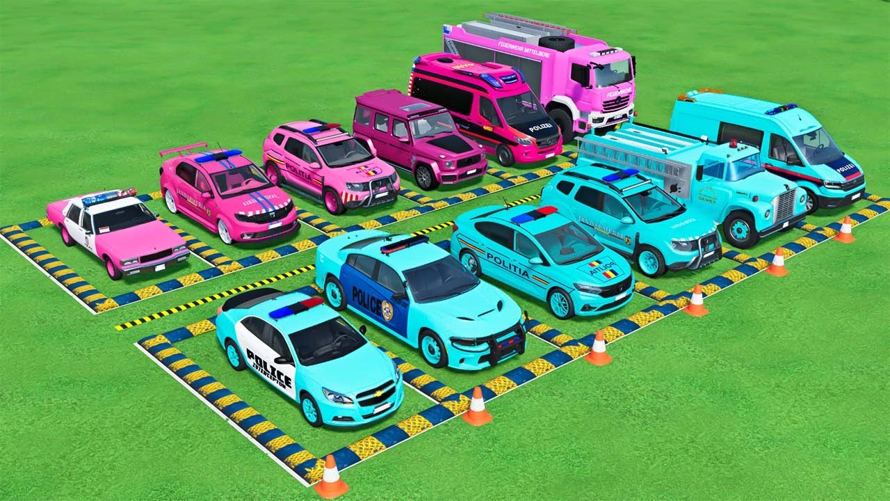 POLICE COLORFULL - TRANSPORTING POLICE CARS, AMBULANCE VEHICLES, FIRE TRUCK WITH TRUCK - FS22 #699