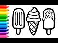 Ice Cream Drawing, Coloring & Painting for Kids, Toddlers | How to Draw Ice Cream Easy