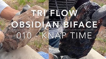 010 Glass Buttes Tri Flow Obsidian Thick Biface Knife Preform - Direct Percussion Flint Knapping