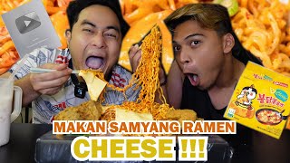 AFIQ & RISS MAKAN SAMYANG RAMEN CHESSE !!! MAKAN SAMBIL UNBOXING HADIAH DARI YOUTUBE !!!