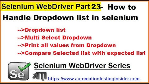 Selenium WebDriver | Part23 | How to Handle Dropdown in Selenium WebDriver