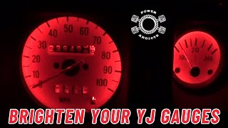 1991 Jeep YJ White Gauge Face Conversion with Red LEDs #poweraddictscrew #jeepwrangleryj #jeepyj