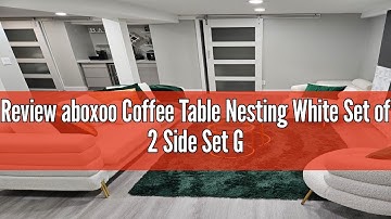Review aboxoo Coffee Table Nesting White Set of 2 Side Set Golden Frame Circular Round and Marble Pa