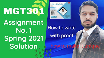 MGT301 Assignment 1 Solution Spring 2021 | MGT301 Assignment 1 Solution 2021 |VU|| Math by Harmain