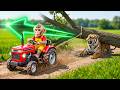Monkey Farmer Drives Tractor to Save Trapped Tiger from Dangerous Tree! 😱