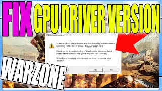 Fix Call Of Duty Warzone GPU Driver Version Warning Message On PC