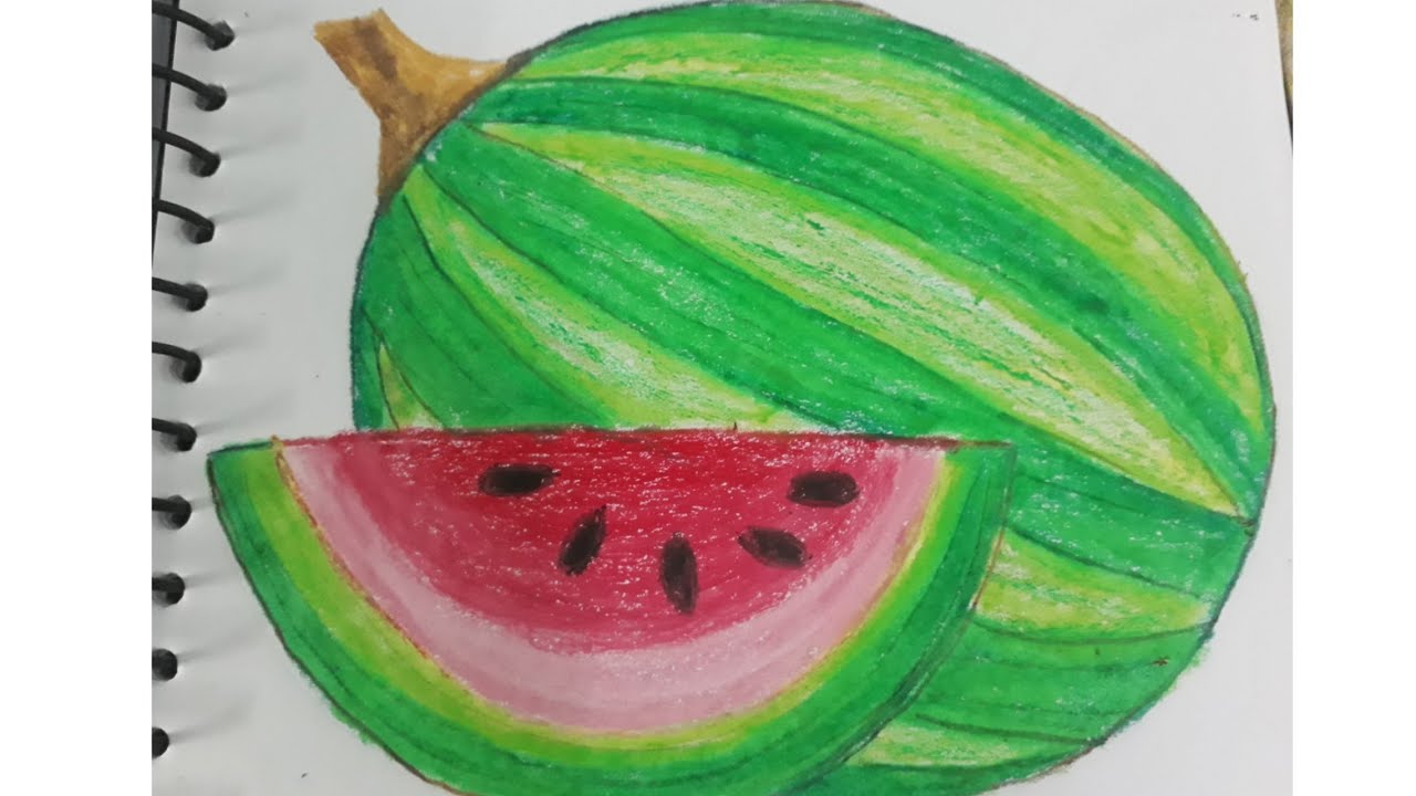 How to make watermelon with oil pastels YouTube
