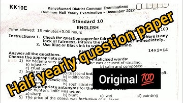 10th std english Half yearly exam original question paper 2022