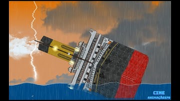 R.M.S Olympic ship sinking to starboard in Floating Sandbox simulator