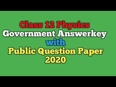 12Th Physics Government Answerkey 2020 | 12Thphysics Public Question Paper With Governmentanswerkey