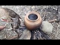 Primitive Technology - earn goose- burn with banana flower eating delicious