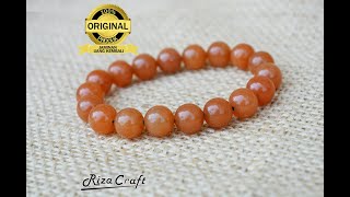 Gelang Batu Akik Red Aventurine Merah Quartz DIJAMIN ASLI Alam untuk Pria Wanita