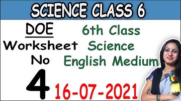 Class 6 Science Worksheet 4 in English Medium | Science Worksheet 4 | 6th Class Science Worksheet