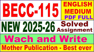 BECC 115 solved assignment 2025-26 in English || becc 115 solved assignment 2026 || ignou becc115