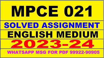 mpce 021 solved assignment 2023-24 | mpce 21 solved assignment in english 2024 | mpce 21 2024