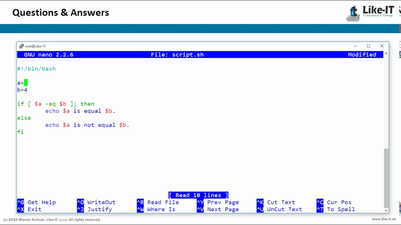 bash how compare - Mastering UNIX Shell