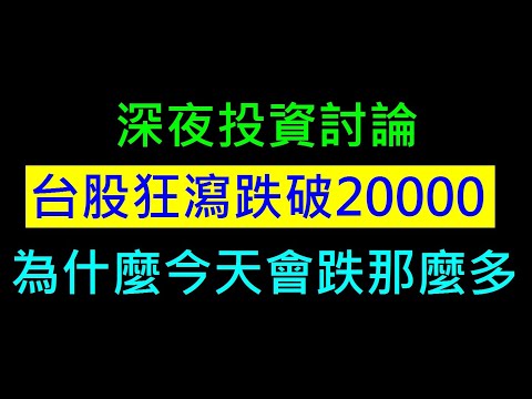 今天台股狂瀉跌破20000點【為什麼今天會跌那麼多】白同學投資聊天室