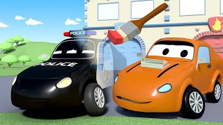 Der Streifenwagen in Autopolis   Die unsichtbar machende Farbe  Autopolis  Cartoons für Kinder
