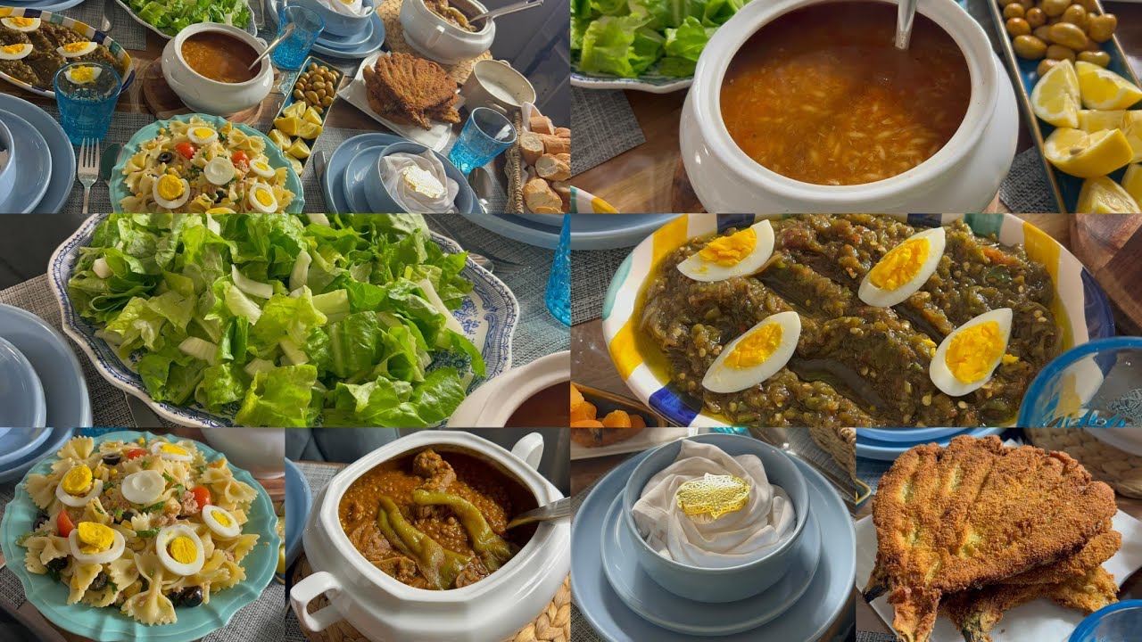 دبارة رمضان 🌙 12:شربة بالحوت،سليطة خضرا،سليطة مقرونة،سليطة مشوية،مراوح باتنجان،مرقة عدس بالداند 🦃 