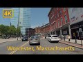 Driving in downtown worcester massachusetts  4k60fps