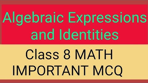 Class 8 Math MCq |Chapter 9 Algebraic Expressions and Identities