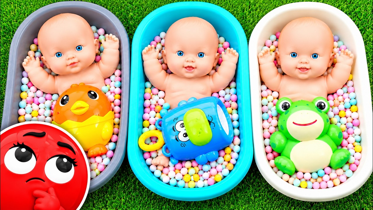 Cute Baby Dolls Sorting Rainbow Candy Balls into Colorful Bowls ...