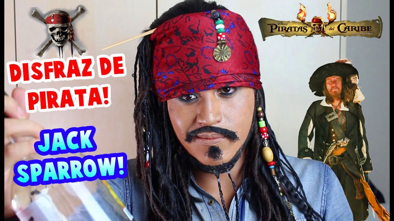 Halloween Hombre Adulto Pirata Capitán Jack Sparrow Peluca Sombrero Piratas  Del Caribe Accesorios A