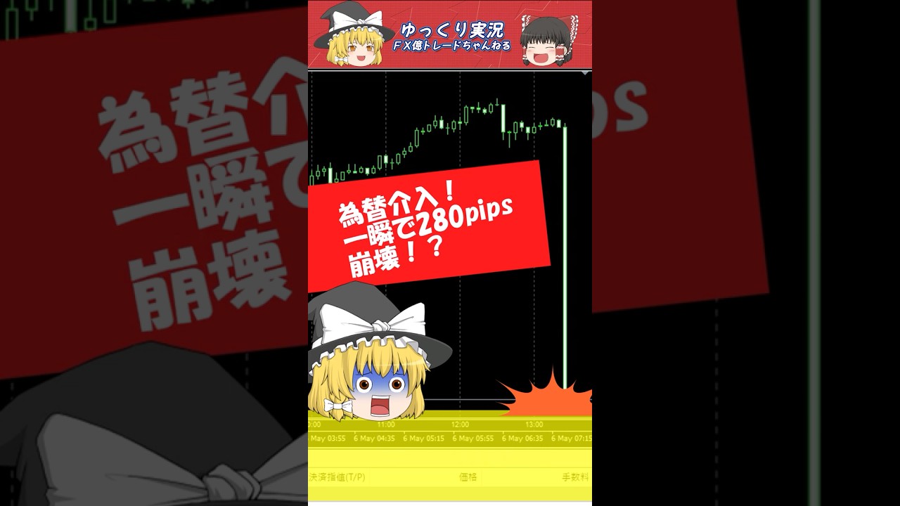 【大暴落】ドル円 為替介入の瞬間を捉えた映像　#fx #投資 #副業
