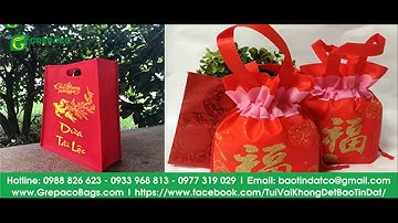 Túi Đựng Quà Tết Đẹp May Sẵn Nhiều Kích Thước Màu Đỏ In Họa Tiết Tết - Freeship HCM
