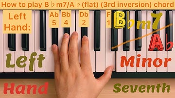 Piano Lesson 223: How to play B♭m7/A♭ (flat) (3rd inversion) chord with the left hand tutorial
