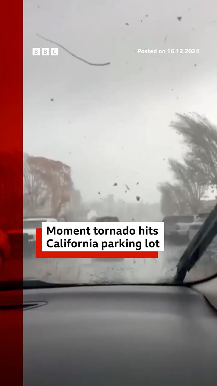 Tornado in California injures at least four after striking a parking lot. #US #Tornado #BBCNews