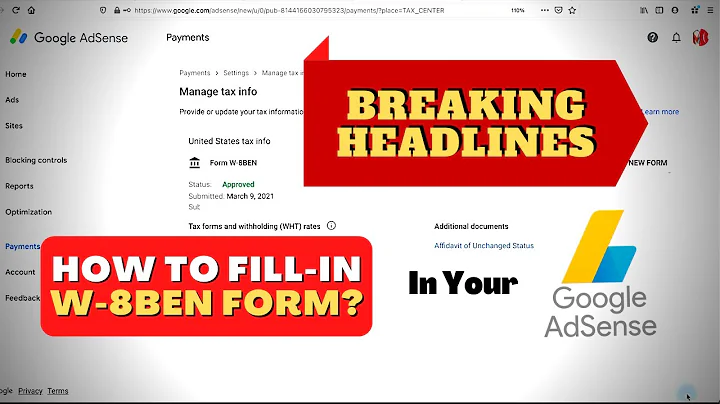 Google AdSense Tax Form For Non-US Residents Content Creators | 0% Reduced withholding tax rate?