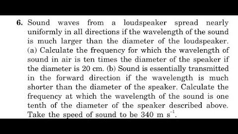 Sound waves from a loudspeaker spread nearly uniformly in all directions if the wavelength of the so