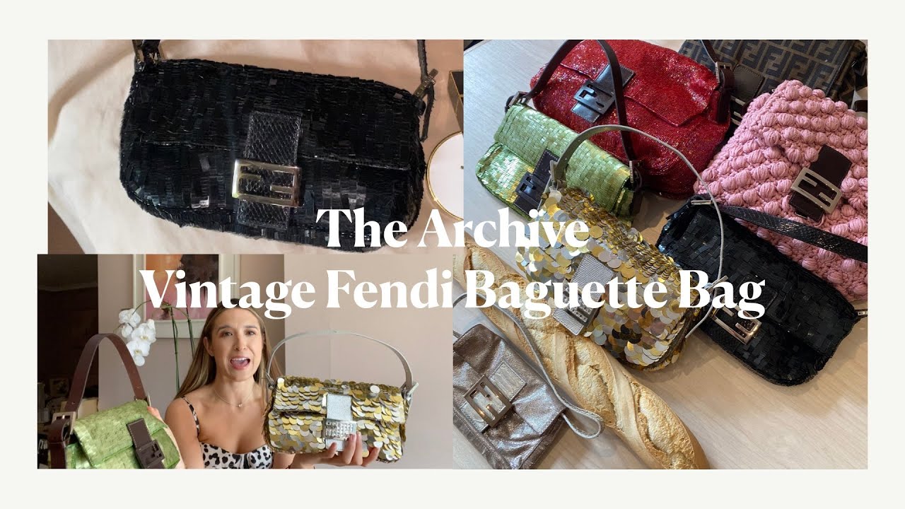 FENDI Vintage Sequin Baguette in Gold