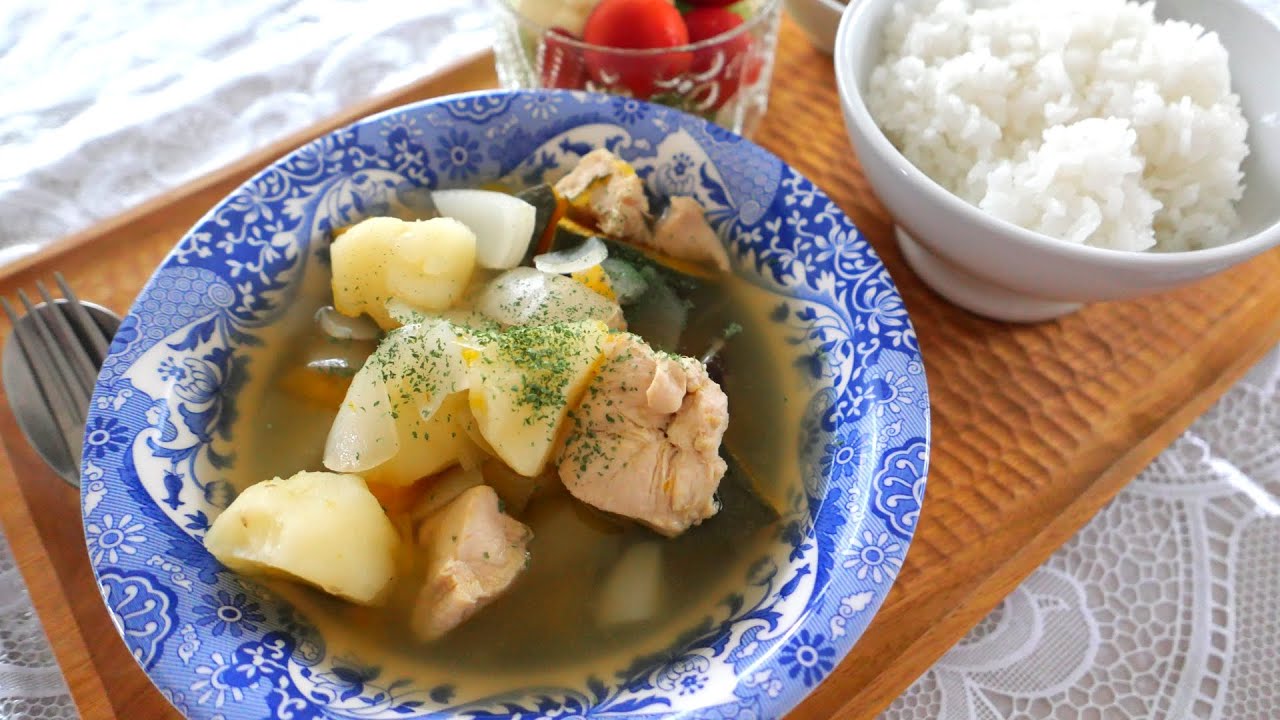 じゃが芋鶏ポトフ ラベンダーお風呂漬け