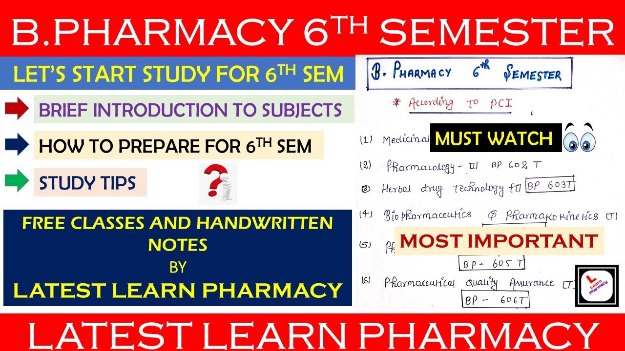6th Semester B.Pharmacy | Introduction to Syllabus | Subjects | Study ...